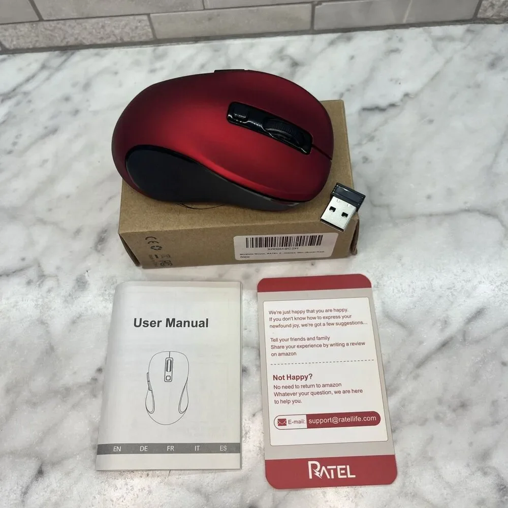 Wireless Mouse Red 2.4G w/ 6D Buttons, ergonomic, smooth Mouse for Laptop PC Mac